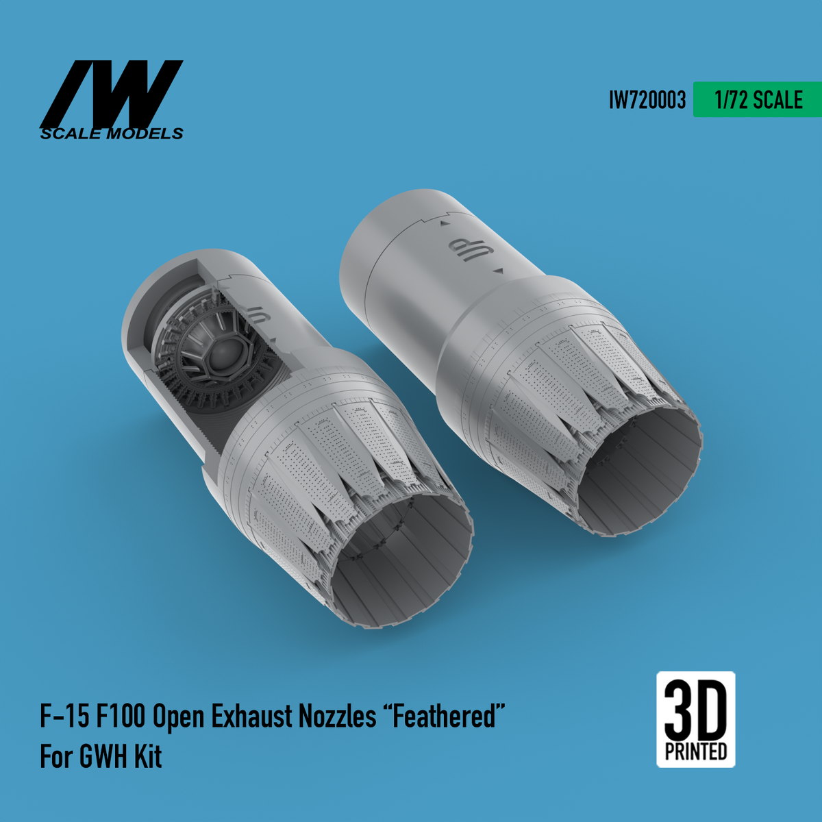 F-15 F100 Open Exhaust Nozzle "Feathered" for GWH Kit (1/72)