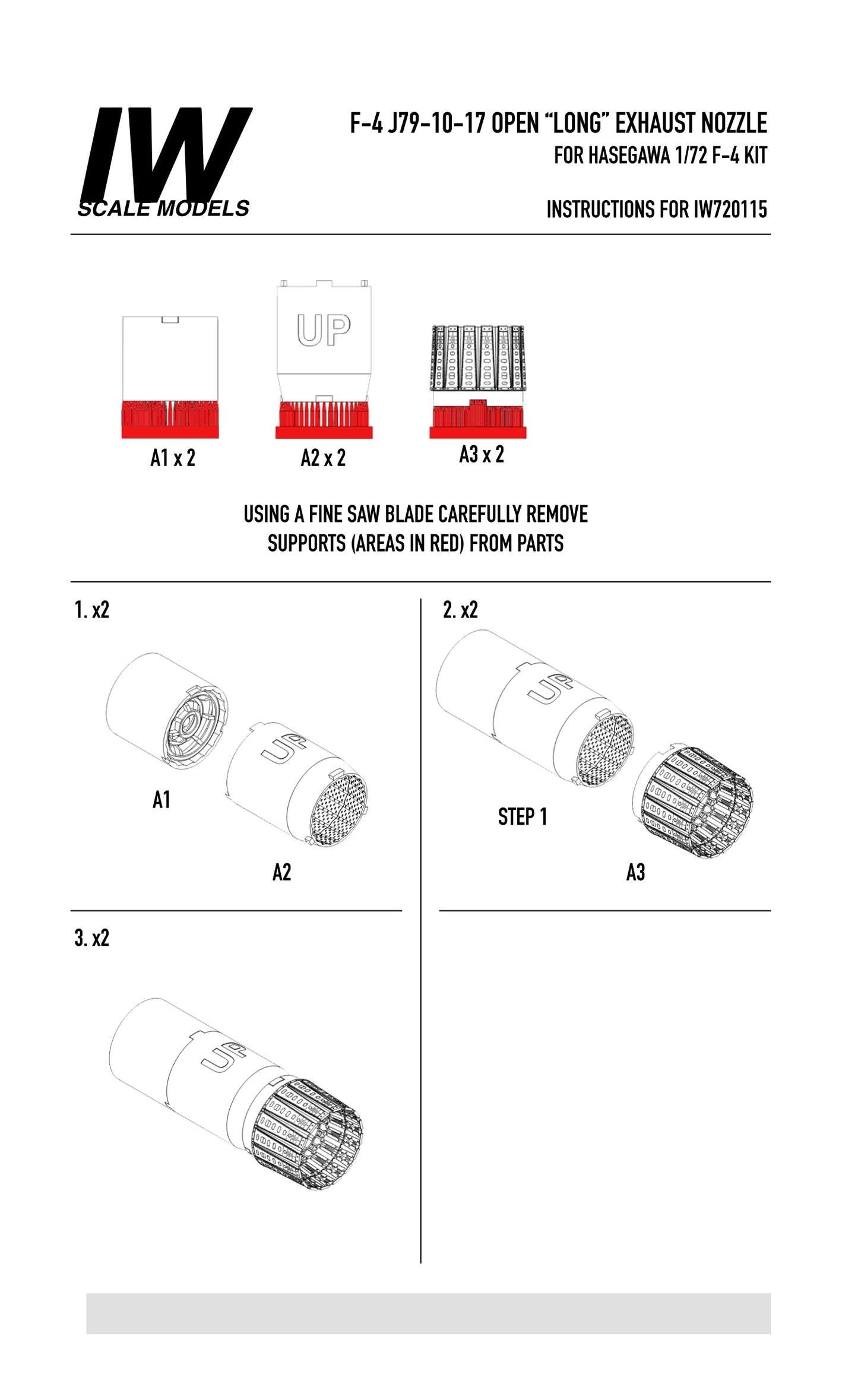 F-4 J79-10-17 Open "Long" Exhaust Nozzle For Hasegawa Kit (1/72)
