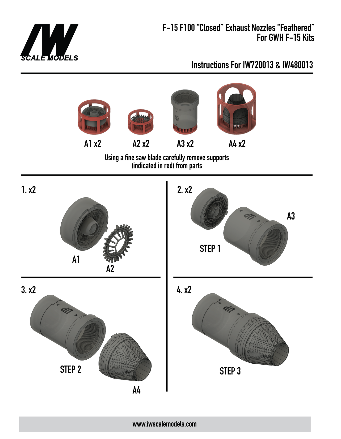 F-15 F100 Closed Exhaust Nozzle "Feathered" for GWH Kit (1/48)