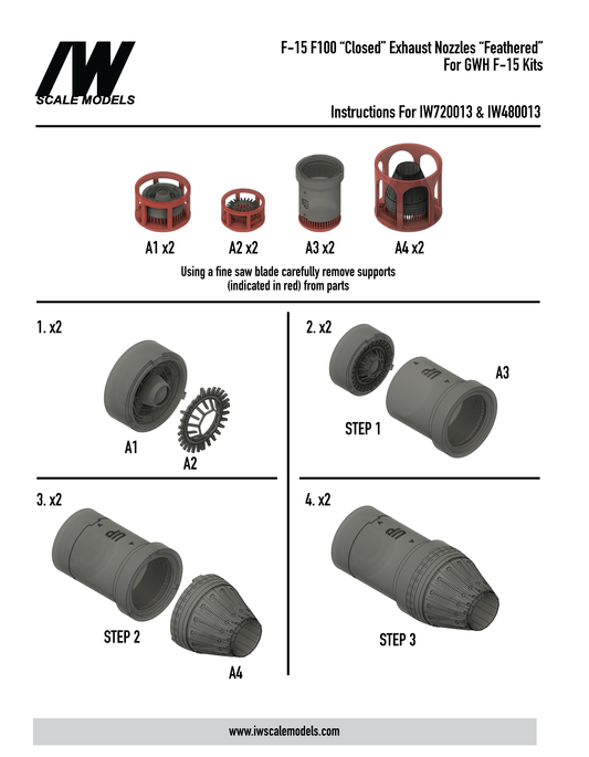 F-15 F100 Closed Exhaust Nozzle "Feathered" for GWH Kit (1/48)