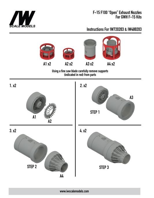 F-15 F100 Closed Exhaust Nozzles for GWH Kit (1/72)