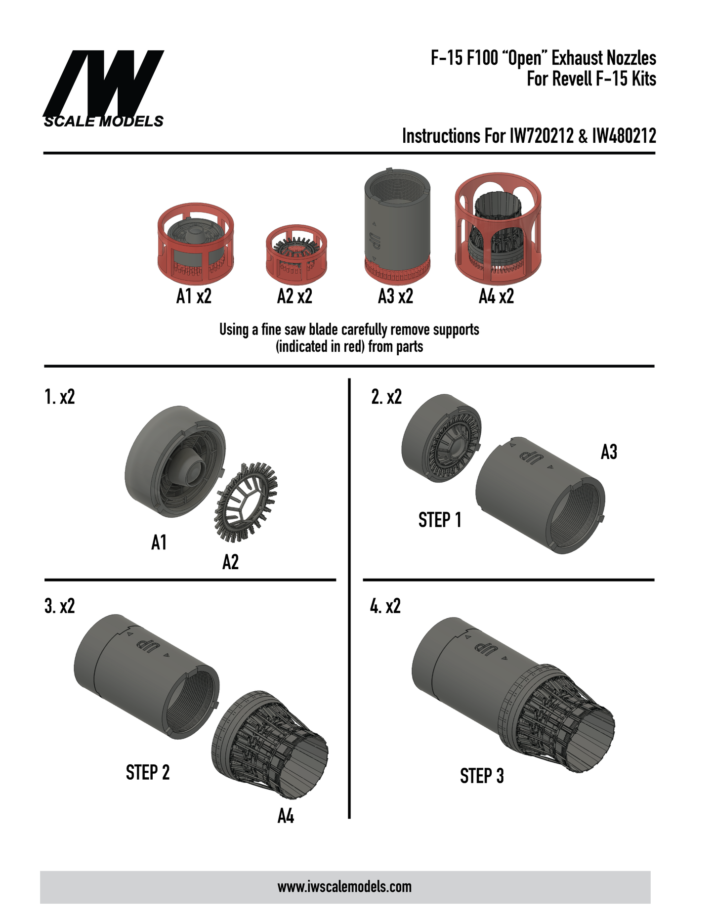 F-15E "Strike Eagle" F100-PW-229 Open Exhaust Nozzles for Revell Kit (1/48)