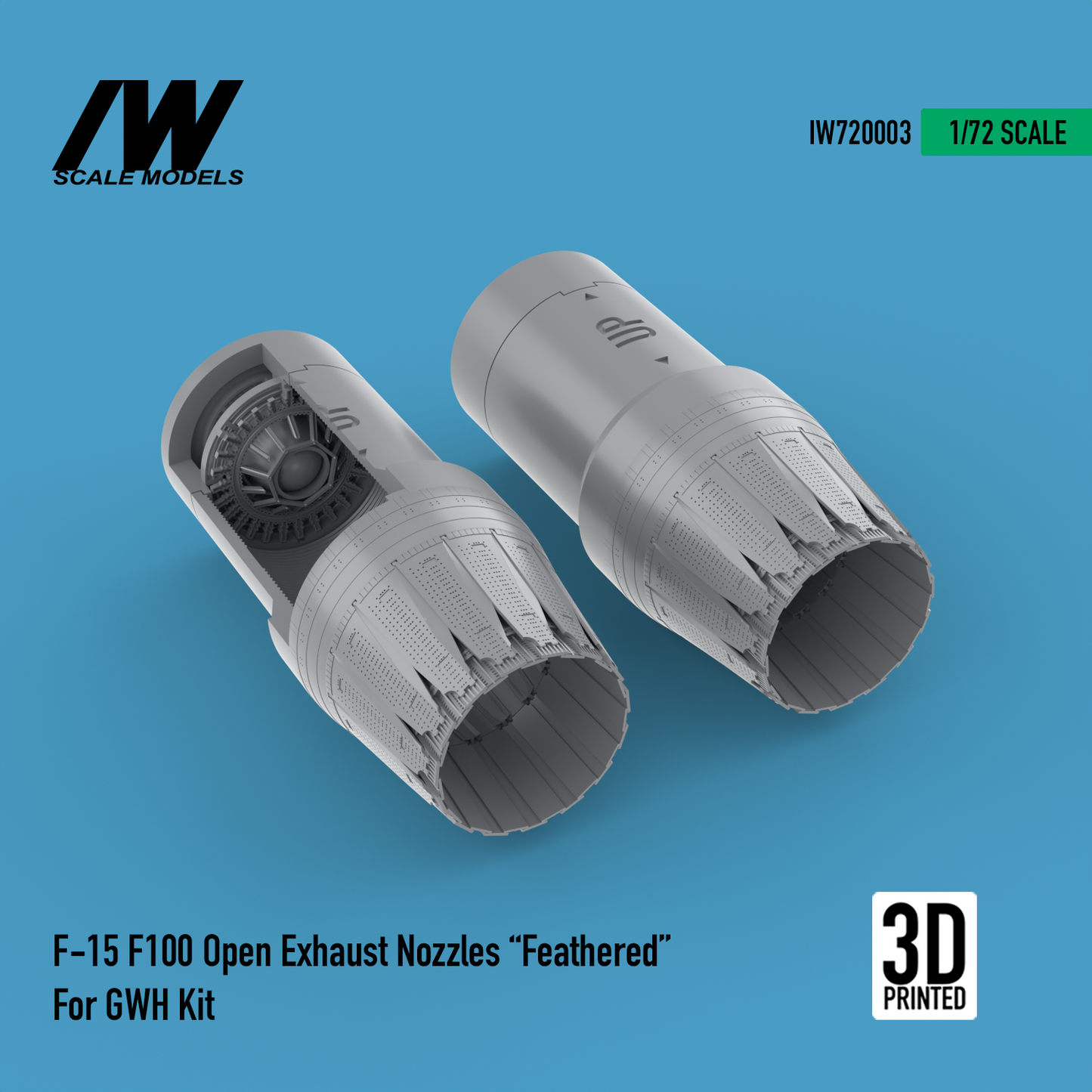 F-15 F100 Open Exhaust Nozzle "Feathered" for GWH Kit (1/72)