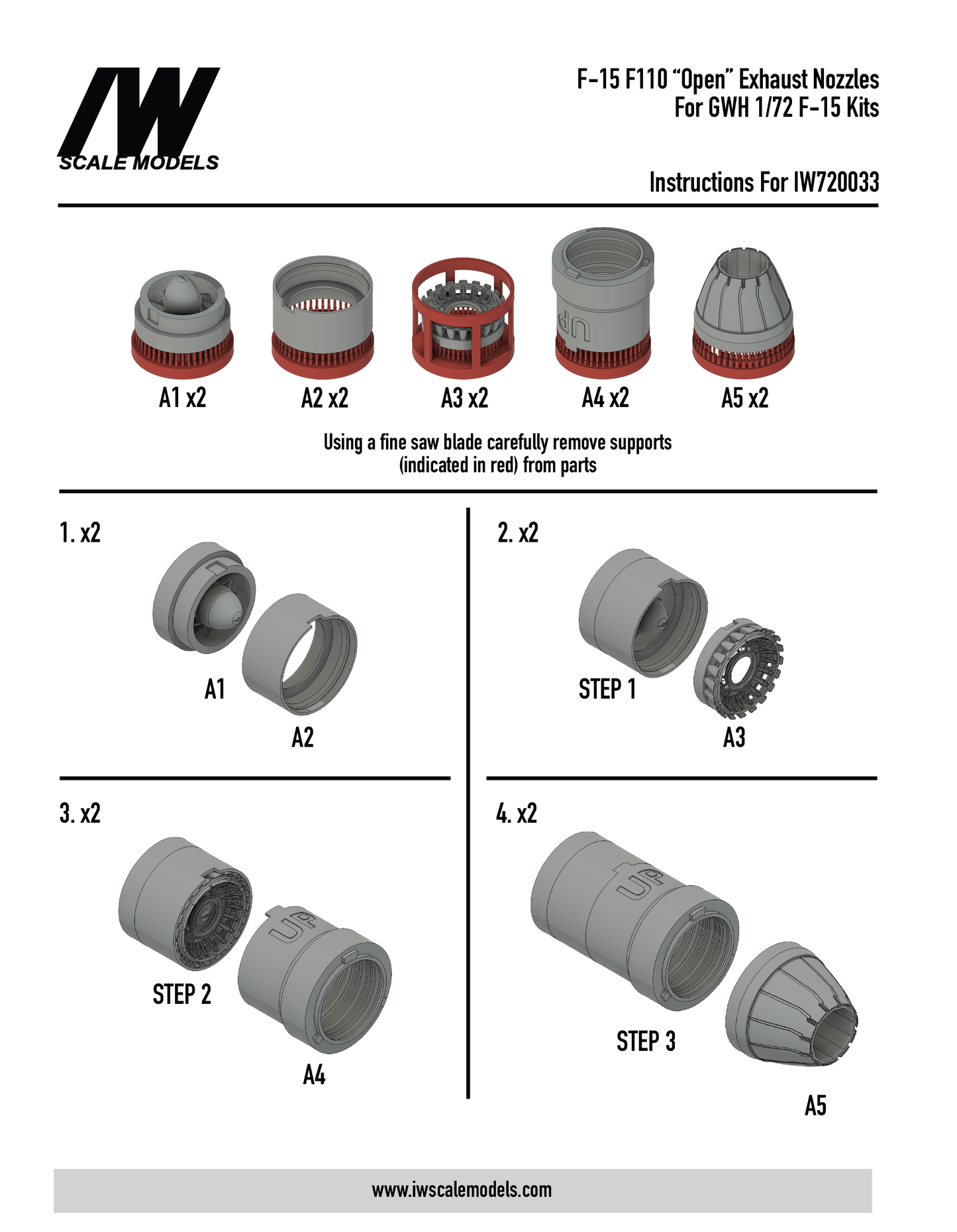 F-15 F110 Closed Exhaust Nozzles for GWH Kit (1/72)