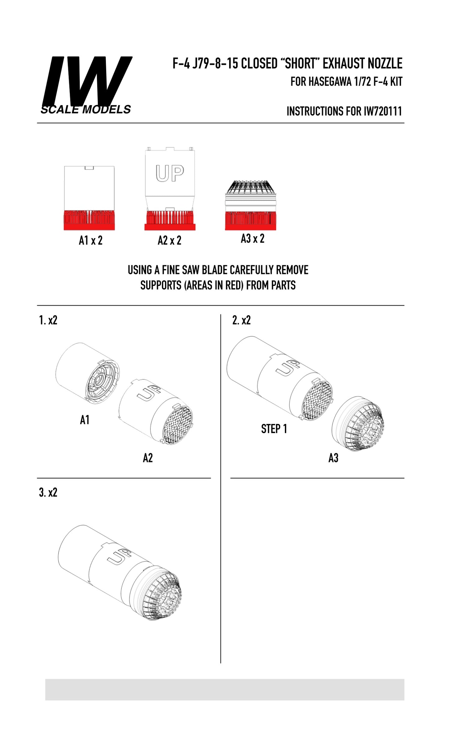 F-4 J79-8-15 Closed "Short" Exhaust Nozzle For Hasegawa Kit (1/72)