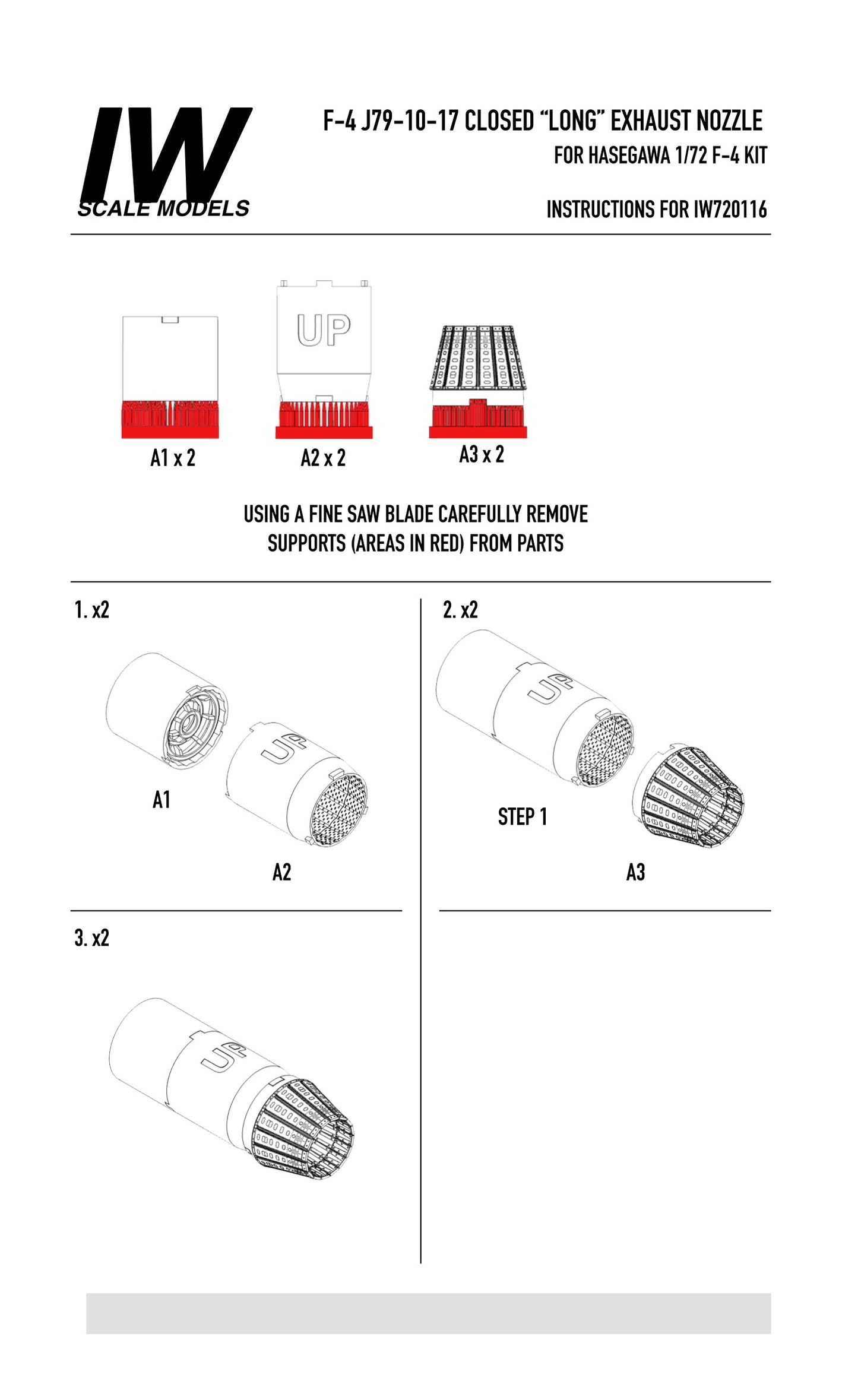 F-4 J79-10-17 Closed "Long" Exhaust Nozzle For Hasegawa Kit (1/72)