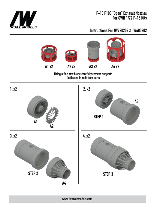 F-15 F100 Closed Exhaust Nozzles for GWH Kit (1/72)