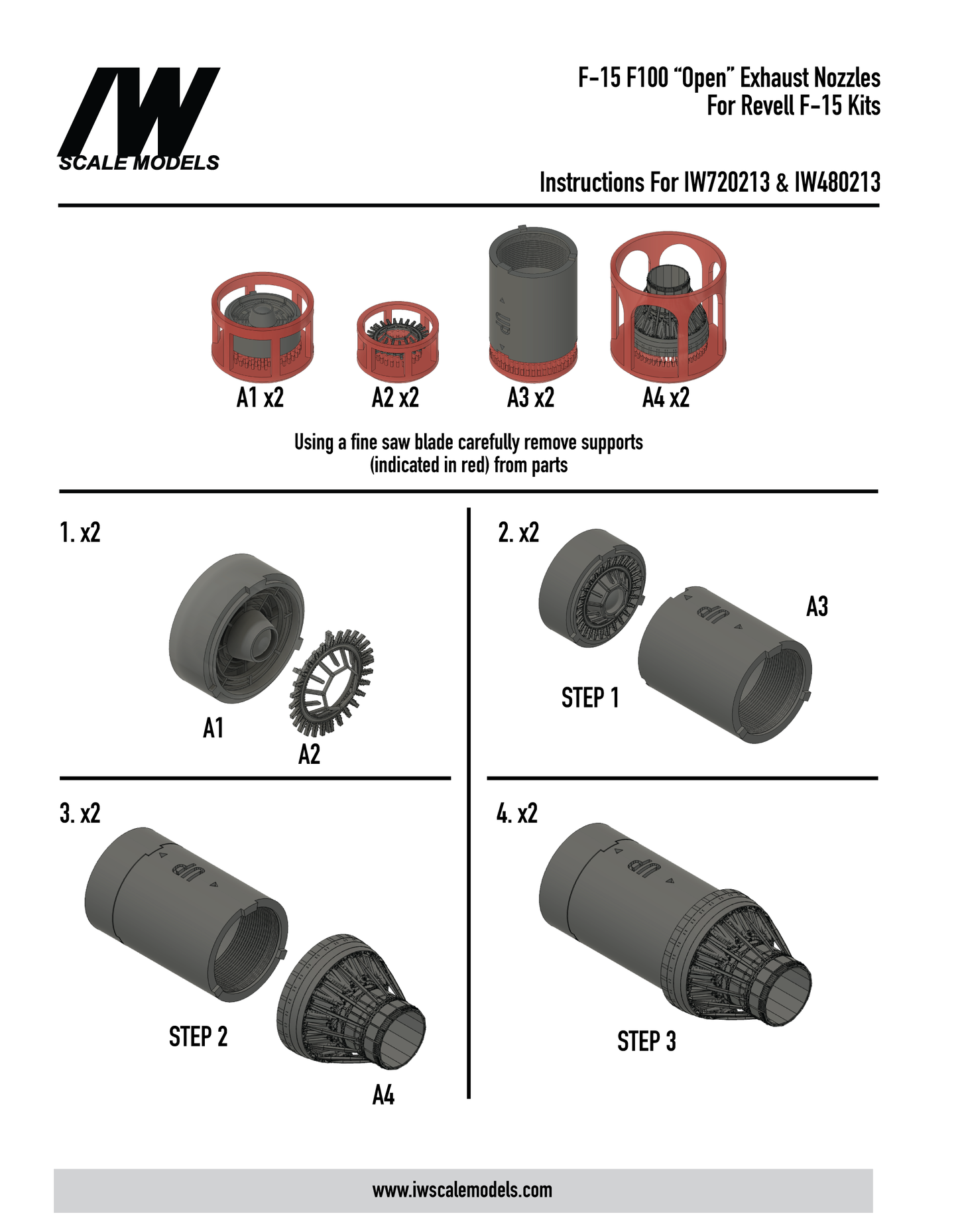 F-15E "Strike Eagle" F100-PW-229 Closed Exhaust Nozzles for Revell Kit (1/48)
